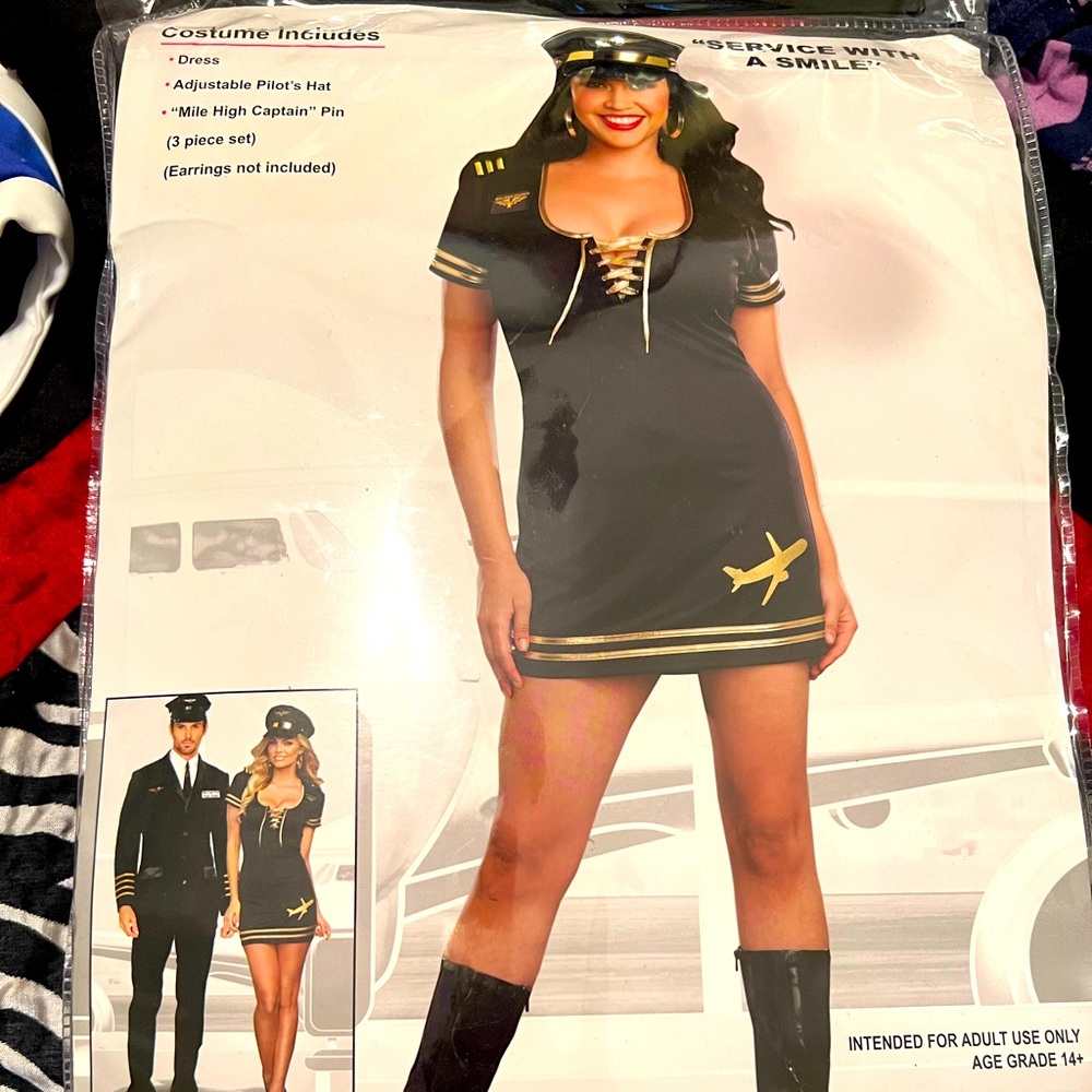 1X/2X Black and Gold Mile High Pilot Costume.